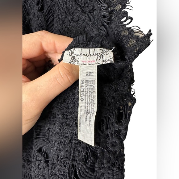 Free People Intimates Black Lace Button Back Mini Dress Size Large - Picture 10 of 10